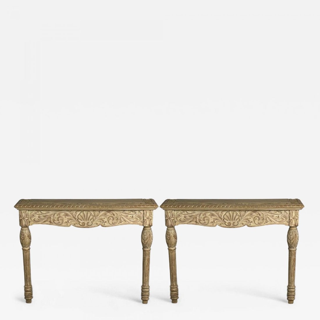 Gustavian, Grey Paint, Pine, Paint Decorated Wall Mounted Consoles, Sweden 1950s: Title: Gustavian, Grey Paint, Pine, Paint Decorated Wall Mounted Consoles, Sweden 1950s Description: Gustavian, Grey Paint, Pine, Pair of Paint Decorated Wall Mounted Consoles, Sweden, 1950s A finely