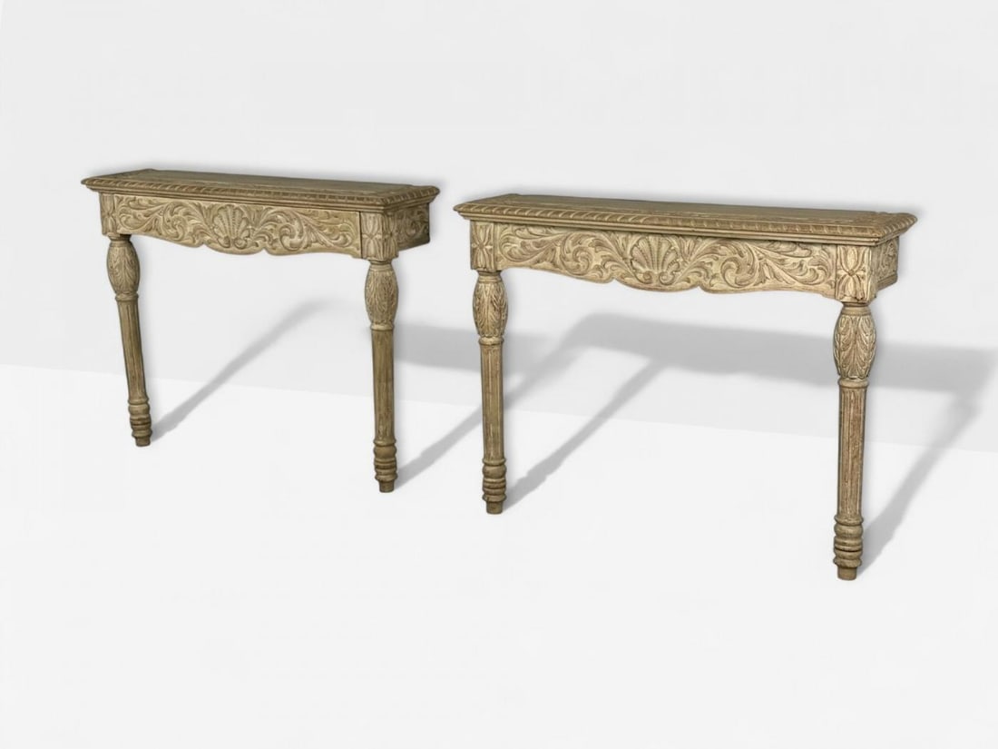 Gustavian, Grey Paint, Pine, Paint Decorated Wall Mounted Consoles, Sweden 1950s - 7