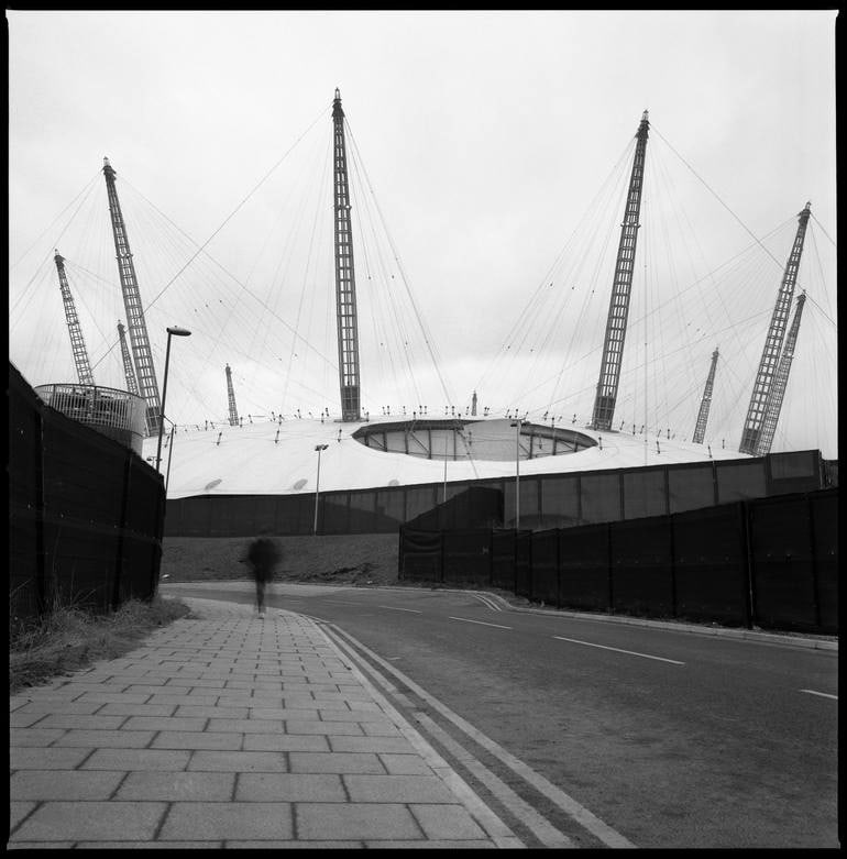 The Dome, North Greenwich, London - Silver Gelatin: Title: The Dome, North Greenwich, London - Silver Gelatin Photograph - Limited Edition of 10Artist: Paul CooklinOrigin: United KingdomMedium: Photography, Black & White on PaperDimensions: 20 W x 20