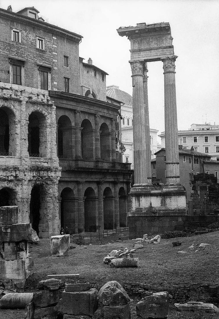 Columns Theatre of Marcellus, Rome, Italy - Silver Gelatin: Title: Columns Theatre of Marcellus, Rome, Italy - Silver Gelatin Photograph - Limited Edition of 10 Artist: Paul Cooklin Origin: United Kingdom Medium: Photography, Black & White on Paper Dimensions: