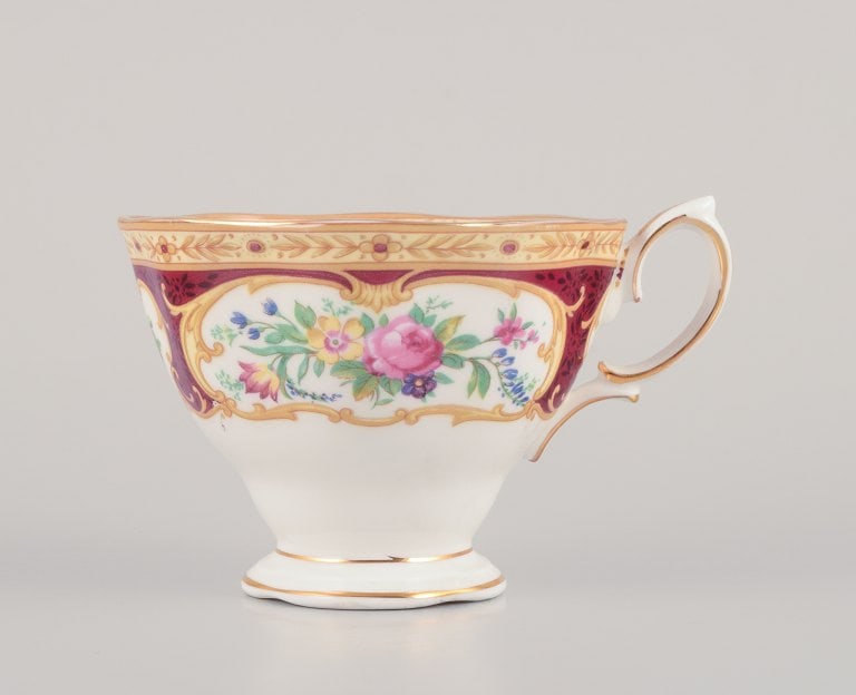 Royal Albert, England. A set of four "Lady Hamilton" coffee cups with saucers. Polychrome floral - 4