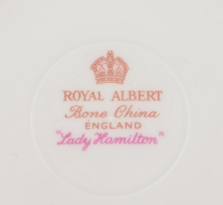 Royal Albert, England. A set of four "Lady Hamilton" coffee cups with saucers. Polychrome floral - 7