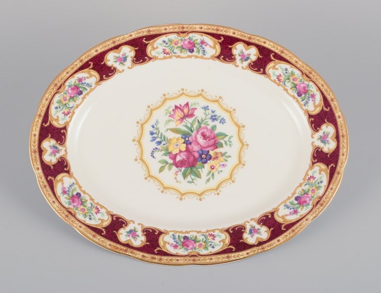 Royal Albert, England. "Lady Hamilton." Oval serving platter and a round dish with polychrome floral - 2