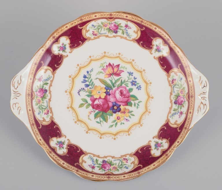 Royal Albert, England. "Lady Hamilton." Oval serving platter and a round dish with polychrome floral - 5