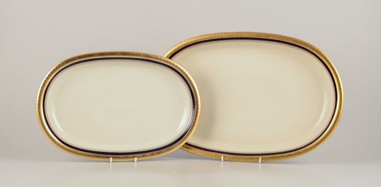 Hutschenreuther, Germany. Two serving platters from the "Margarete" series. Hand-decorated with gold (1 of 8)
