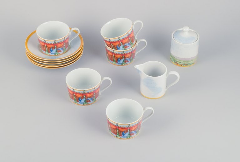 Williams-Sonoma Fine Porcelain. A five-person Montgolfiére coffee set consisting of five coffee (1 of 9)