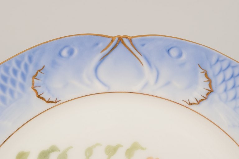Royal Copenhagen Fauna Danica fish plate. Hand-painted fish motif with gold decoration. - 4