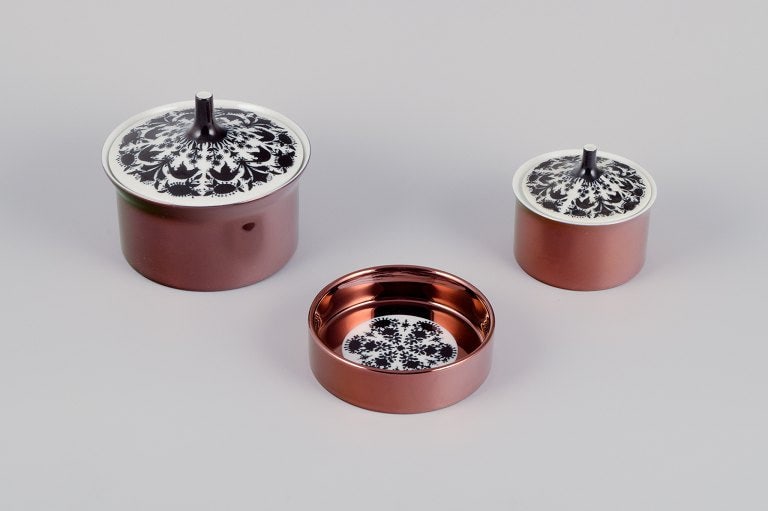 Bjørn Wiinblad for Rosenthal, Germany. "Berlin Hilton". Two lidded jars and a bottle tray in (1 of 9)