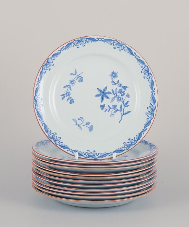 Nils Emil Lundström for Rörstrand, Sweden. A set of twelve "Ostindia" plates in faience (1 of 6)