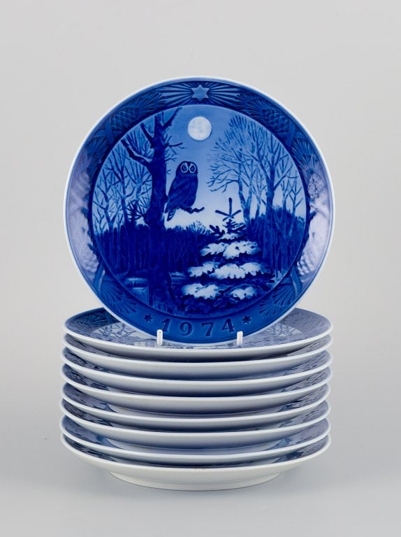 Royal Copenhagen, a set of nine Christmas plates. (1 of 4)