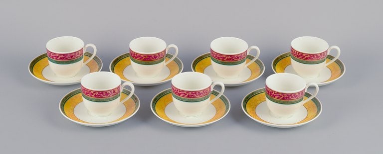 Paloma Picasso for Villeroy & Boch, Germany. A set of seven coffee cups with saucers from the "My (1 of 5)