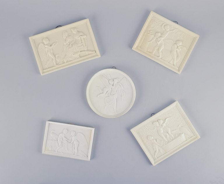Bing & Grøndahl and Royal Copenhagen, a set of five wall reliefs after Thorvaldsen. (1 of 7)