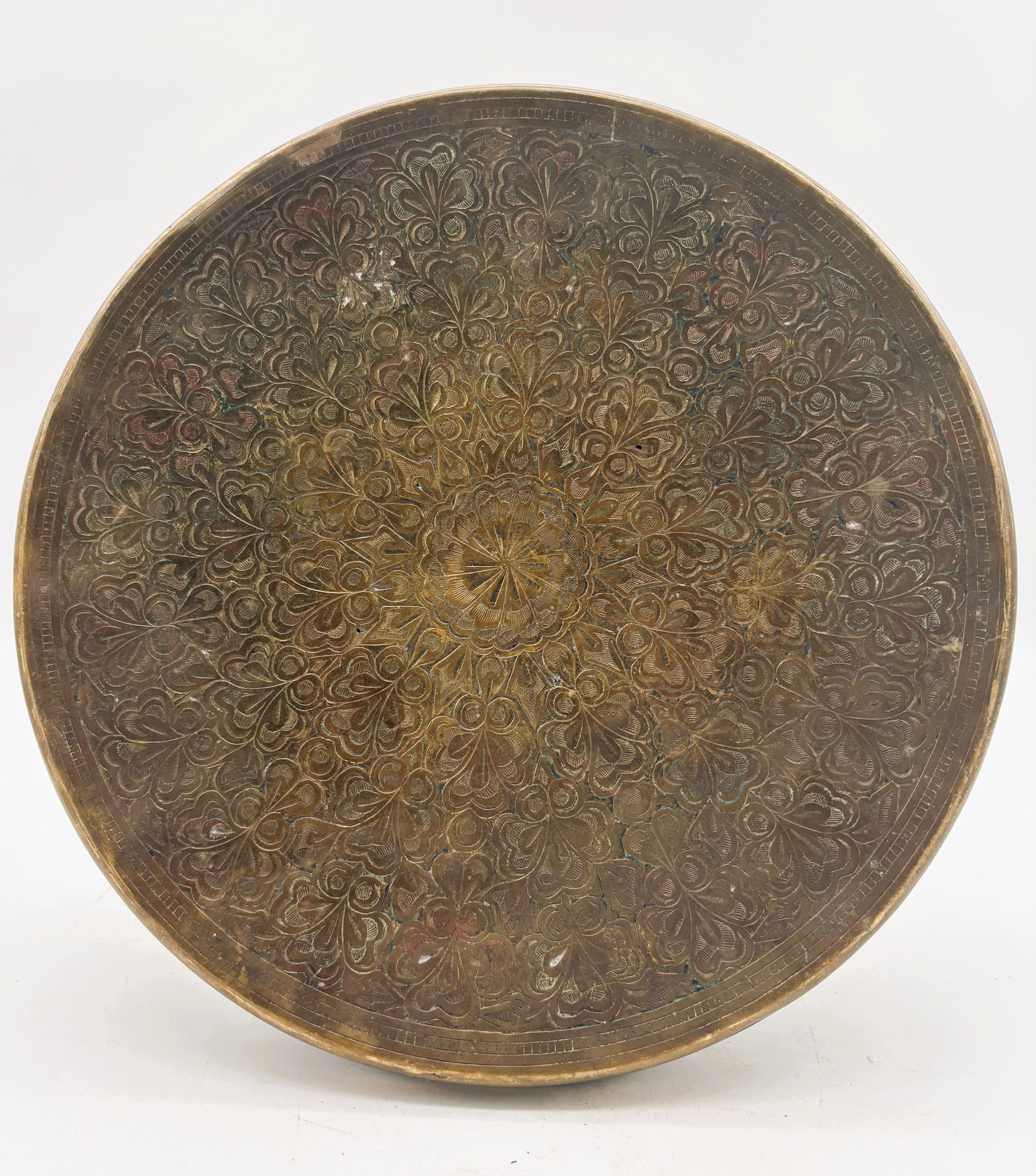 Vintage Brass Turkish Foot Warmer Persian Bohemian Stool ~ 3 Legged - 7