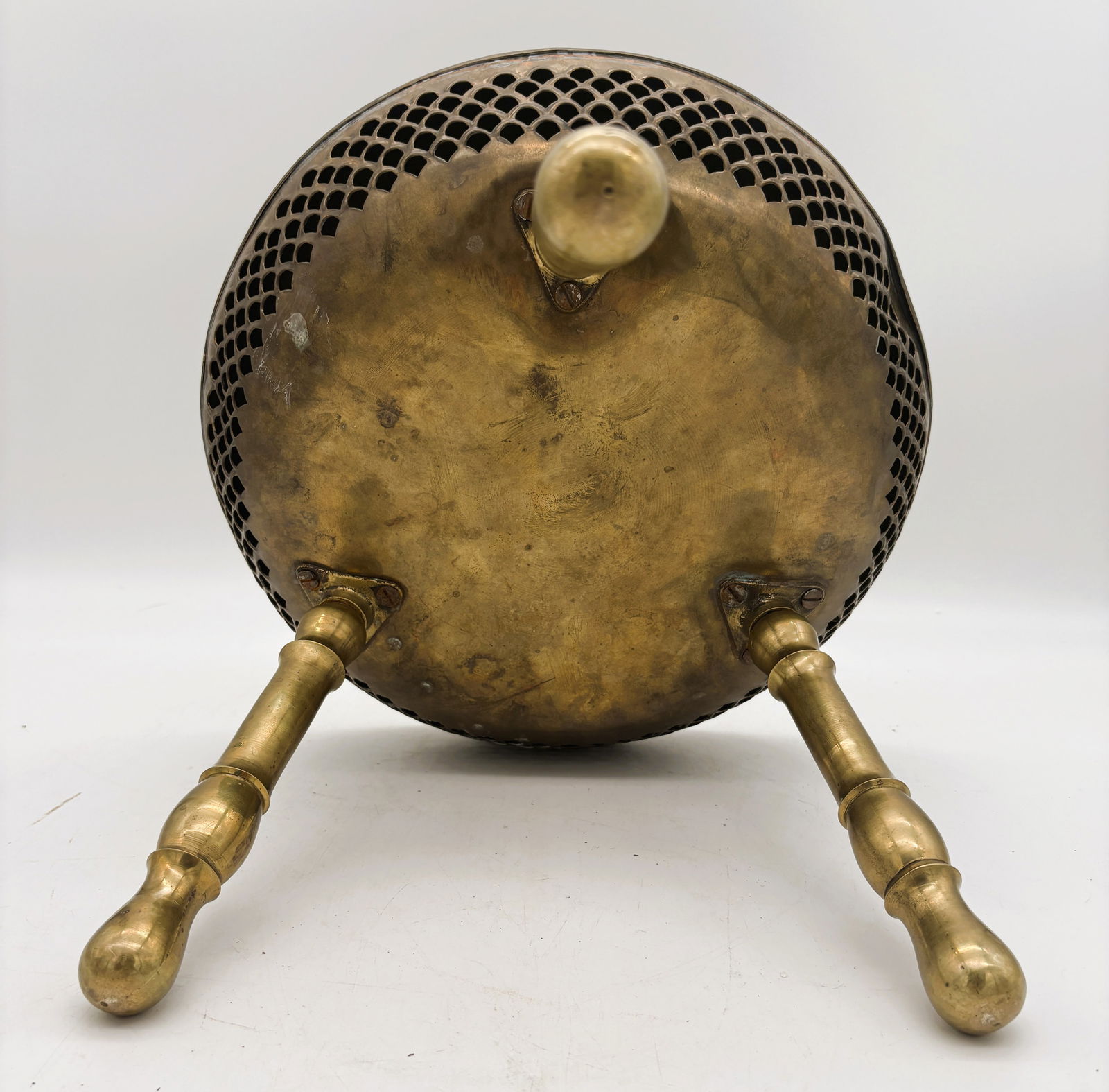 Vintage Brass Turkish Foot Warmer Persian Bohemian Stool ~ 3 Legged - 8