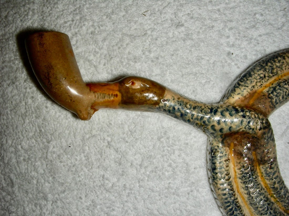Pratt Decorated Ceramic Pipe w/Duck Hea - 5