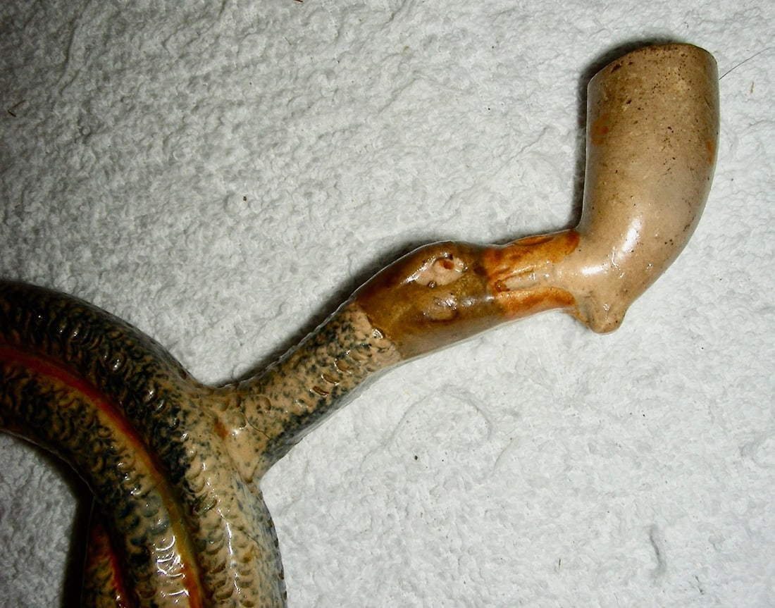 Pratt Decorated Ceramic Pipe w/Duck Hea - 6