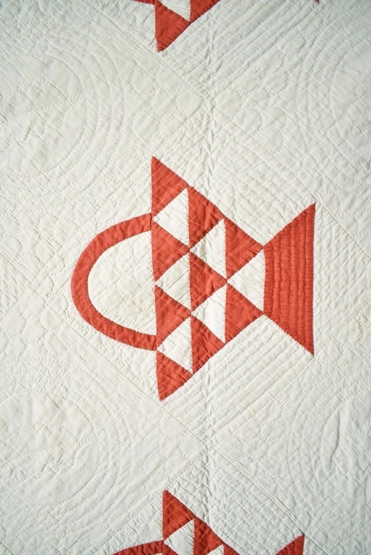 1880's Red & White Baskets Quilt - 3