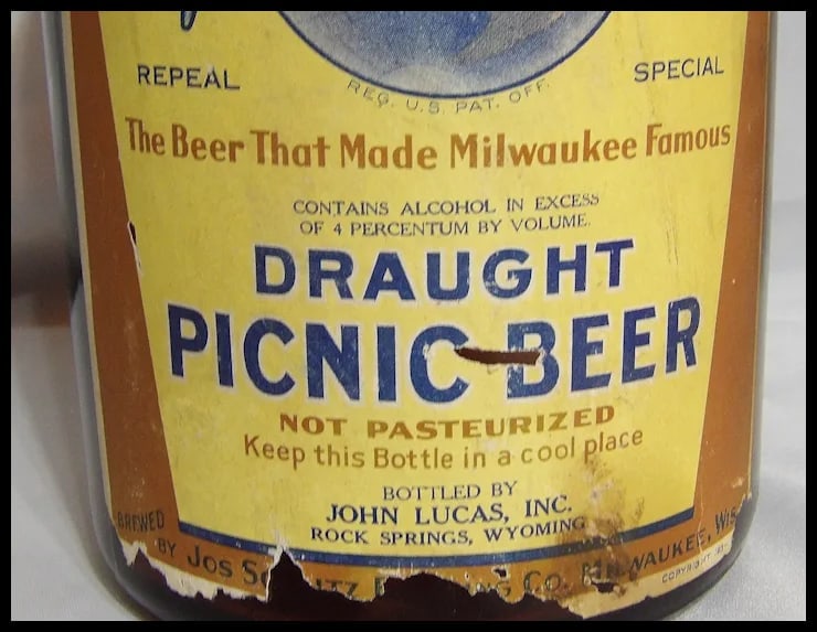 Rare 1934 Draught Picnic Beer ½ Gallon Schlitz Beer Bottle - 5