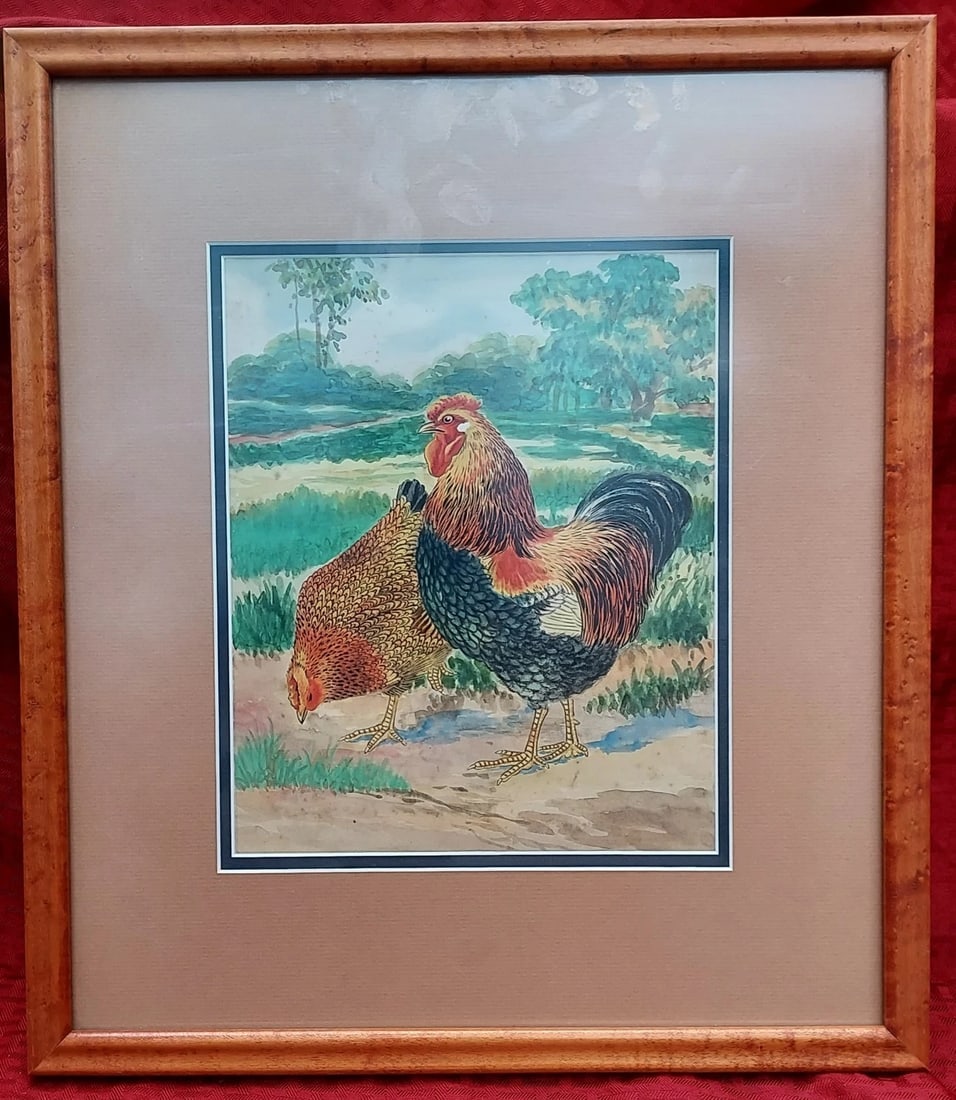Chicken Watercolor. Great Colors Well Done unsigned (1 of 3)