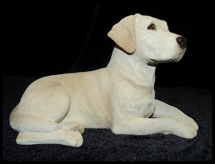 Yellow Labrador Sculpture Signed by Sandra Brue - 6
