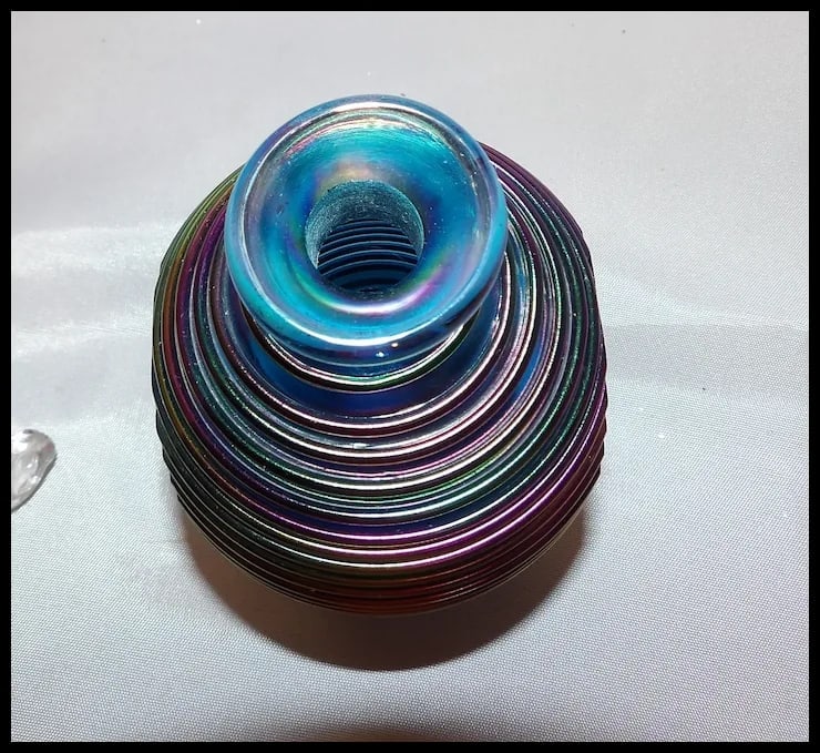 Vintage 1960s Iridescent Murano Sommerso Glass Perfume Bottle with Stopper - 7