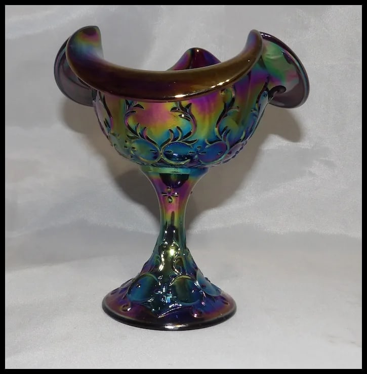 Fenton Amethyst Spanish Lace Carnival Glass Small Compote - 5