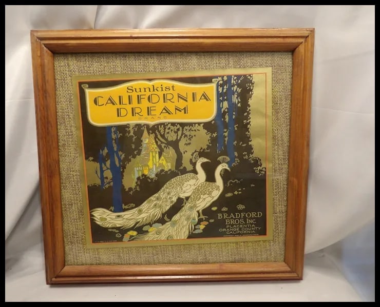 Original Sunkist California Dream Crate Label 1928 Bradford Bros. - 2