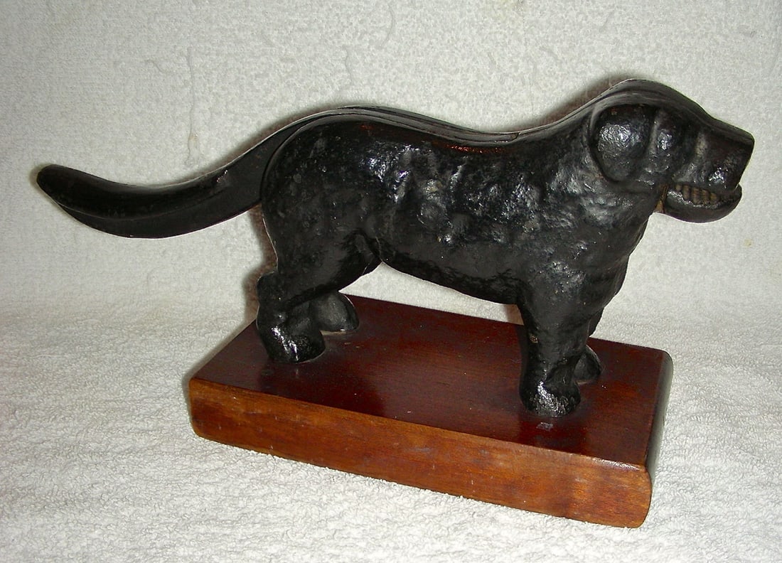 Figural Dog Nutcracker Mounted on Wooden Base - 2