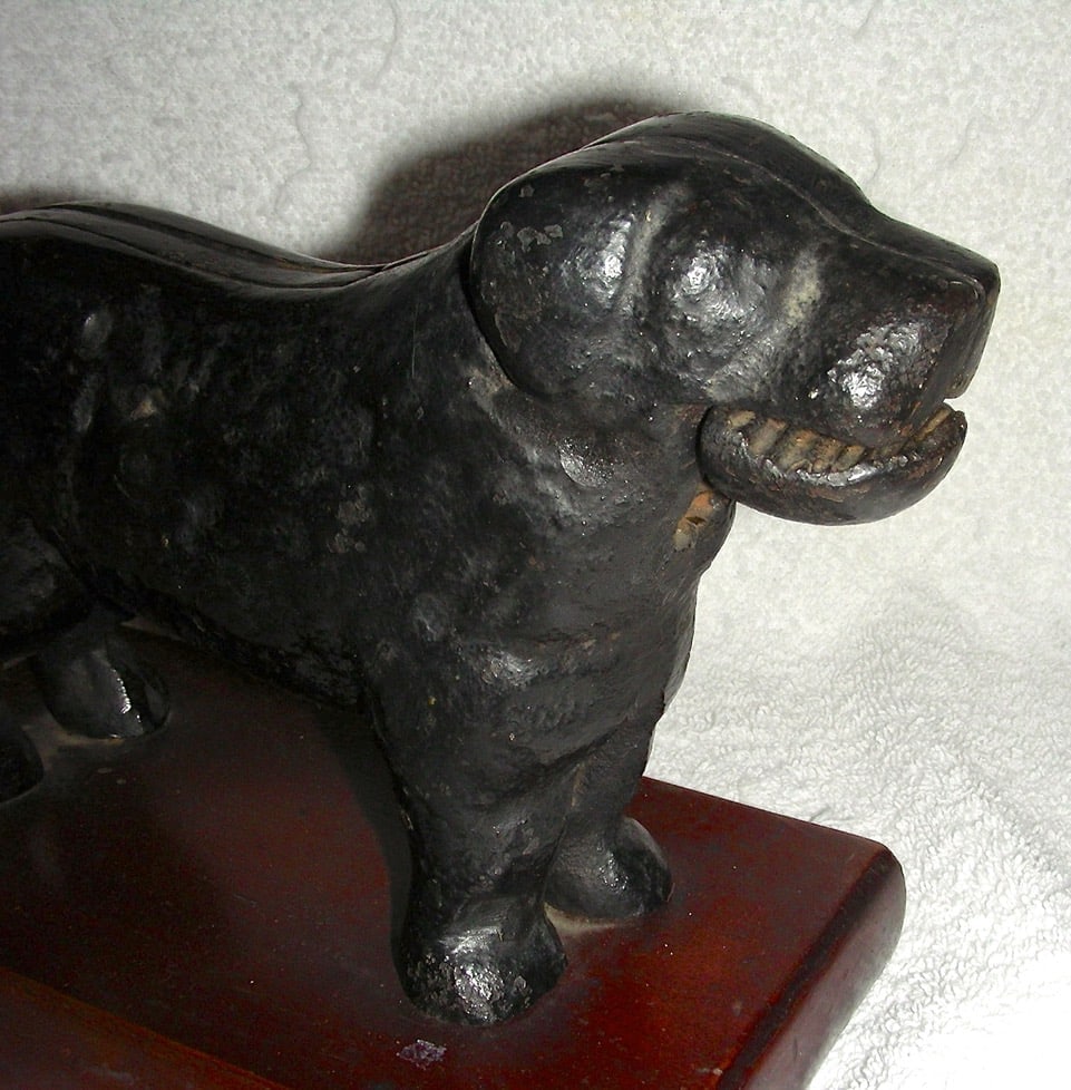 Figural Dog Nutcracker Mounted on Wooden Base - 3