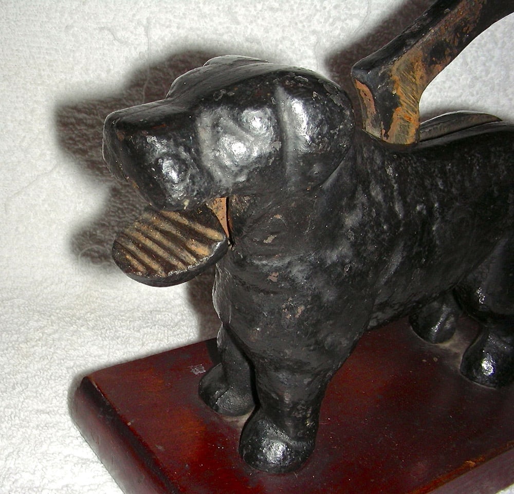 Figural Dog Nutcracker Mounted on Wooden Base - 4