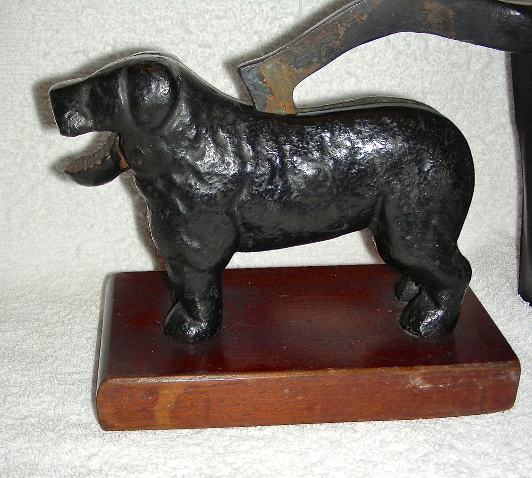 Figural Dog Nutcracker Mounted on Wooden Base - 5