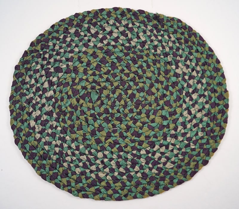 Antique Braided Table Mat Country Americana #13: Title: Antique Braided Table Mat Country Americana #13 Dimension: App. 11” x 9 1/2” wide Date: Ca. 1920’s-30’s. Additional Information: An intricate Antique Braided Table Mat.