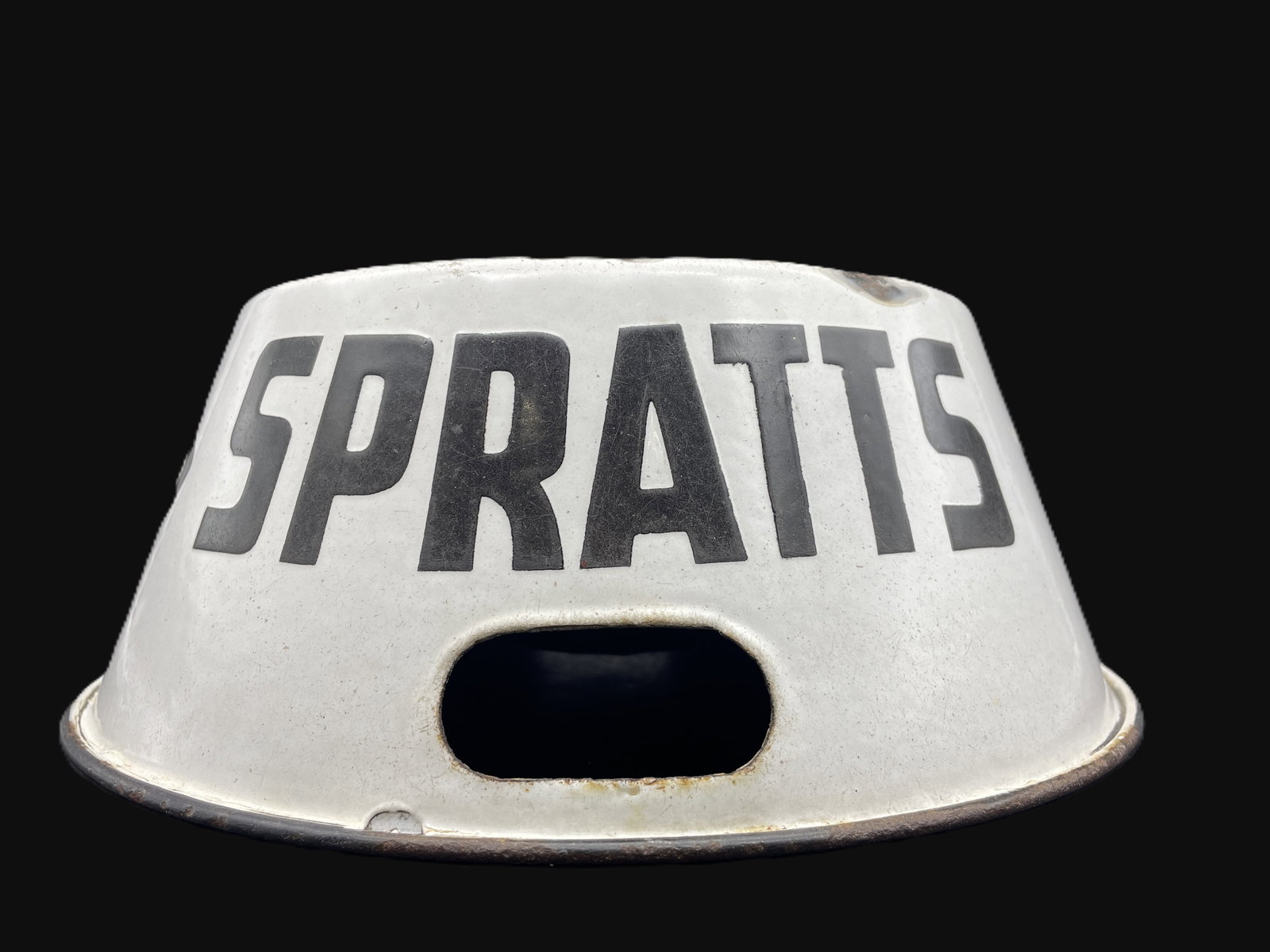 RARE 1920’S SPRATT’S ENAMEL ADVERTISING DOG BOWL WITH THE TERRIER LOGO ON TWO SIDES - 3