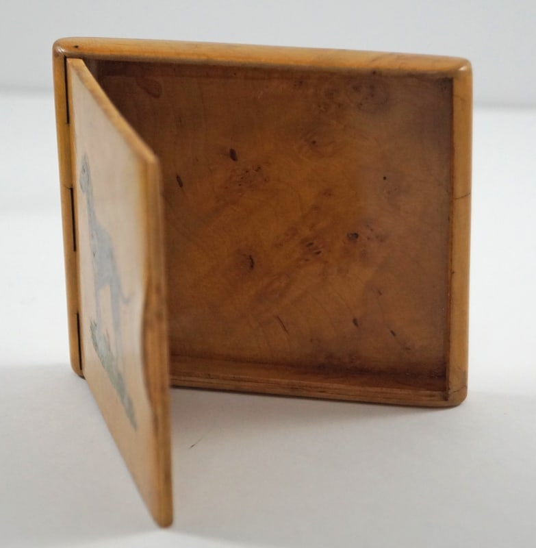 Antique Bedlington Terrier Dog Burl Wood Box - 2