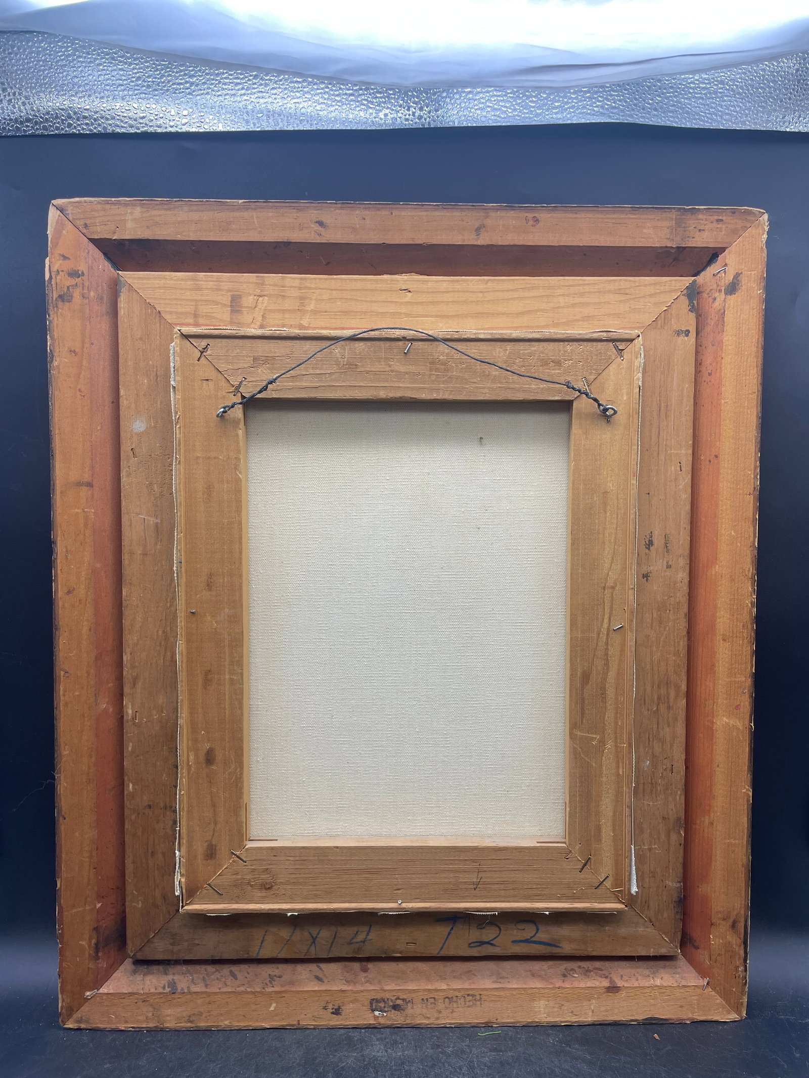 Vintage Poodle Oil On Canvas Portrait Original Signed Flocked Frame - 7