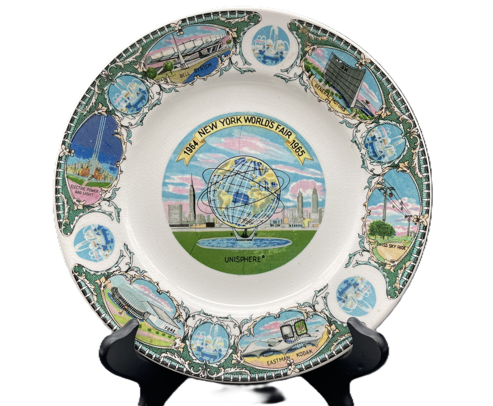 Pair of 1964-65 New York World's Fair Plates United States Steel Unisphere - 2