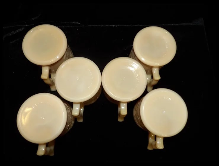 Vintage Slag Glass Whataburger Buffalo Indian Head Nickle Refill Cups - 5