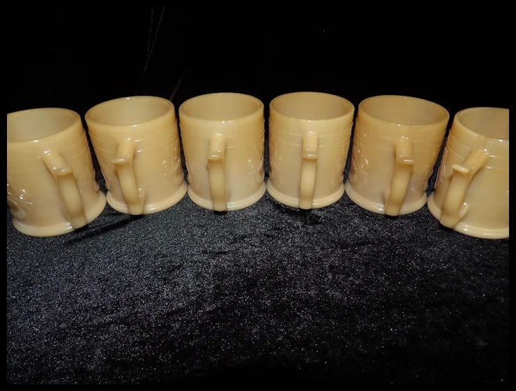 Vintage Slag Glass Whataburger Buffalo Indian Head Nickle Refill Cups - 6