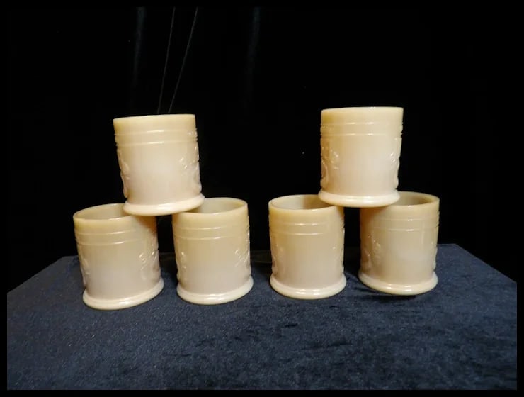 Vintage Slag Glass Whataburger Buffalo Indian Head Nickle Refill Cups - 8