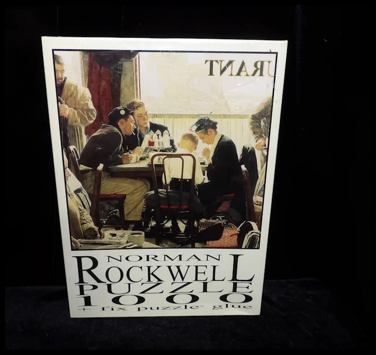 1998 Fink and Co. Norman Rockwell Saying Grace Puzzle Pub by Curtis Pub. Co. NOS - 2