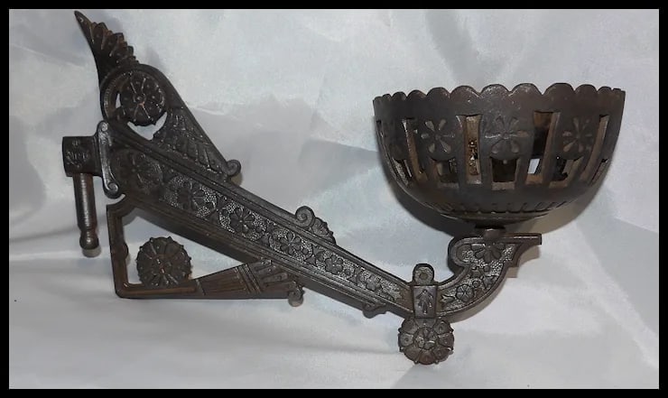 Antique English Cast Iron Lamp or Plant Holder- Diamond Registry Mark - 2
