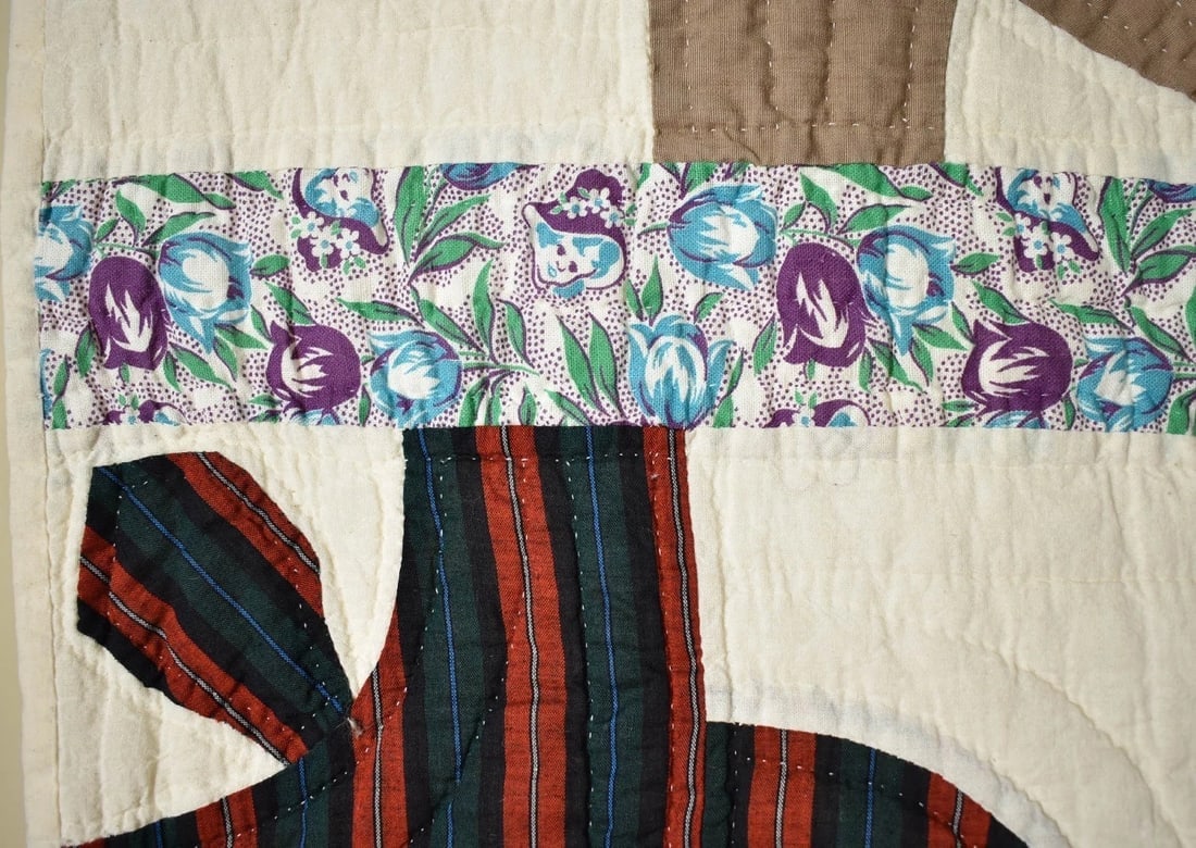 40's Patchwork Quilt, Rare Turtle Design - 5