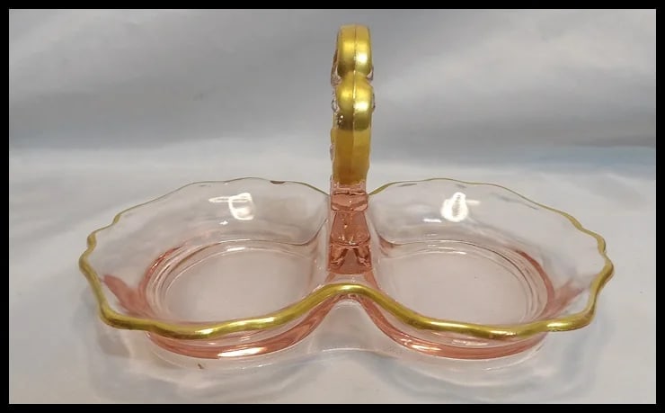 Pink Depression Glass Relish or Mint Dish - 2