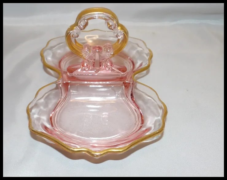 Pink Depression Glass Relish or Mint Dish - 5