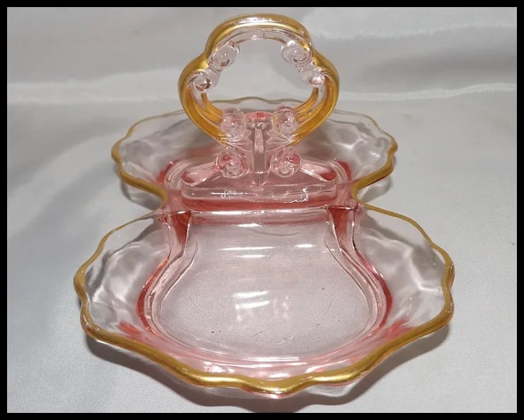 Pink Depression Glass Relish or Mint Dish - 7
