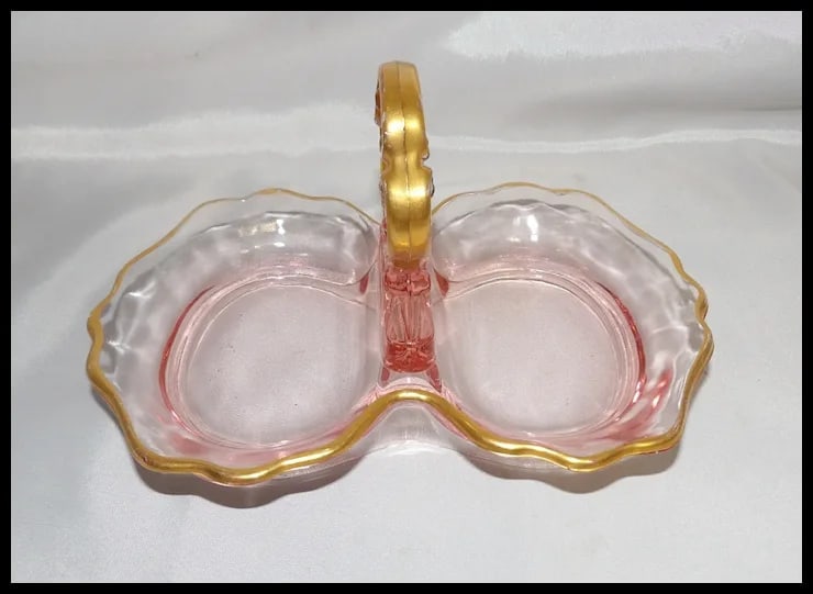 Pink Depression Glass Relish or Mint Dish - 8