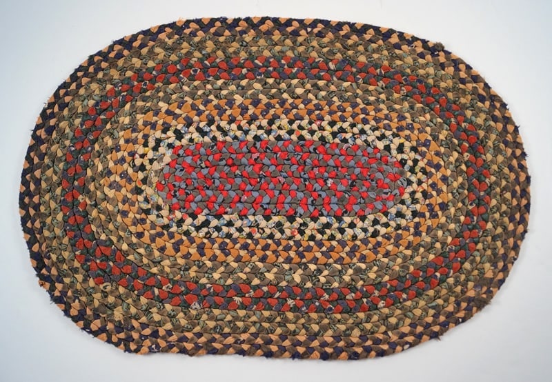 Antique Braided Table Mat Country Americana #14 (1 of 2)