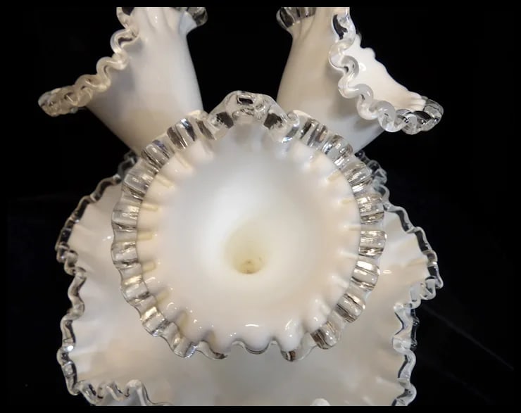 Fenton Silver Crest 3 Horn Epergne Bowl with “Underplate” - 5