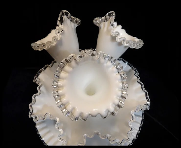 Fenton Silver Crest 3 Horn Epergne Bowl with “Underplate” - 7