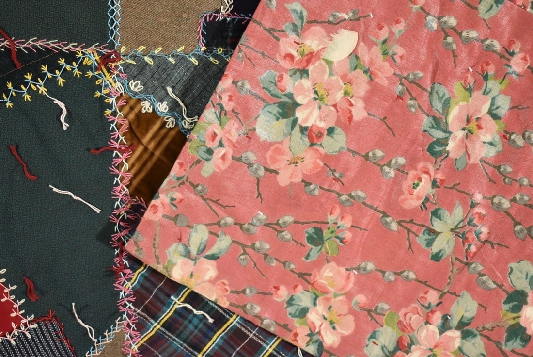 Vintage Wool Crazy Quilt d. "1927" - 12